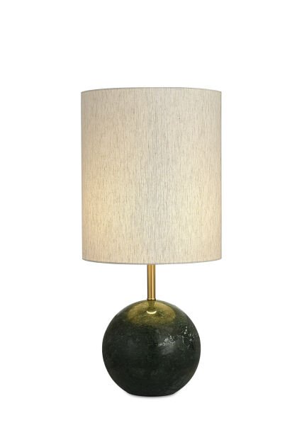 Doğal Traverten Taş Gövdeli Masa Lambası – Modern Dekoratif Abajur, Krem Kumaş Şapkalı