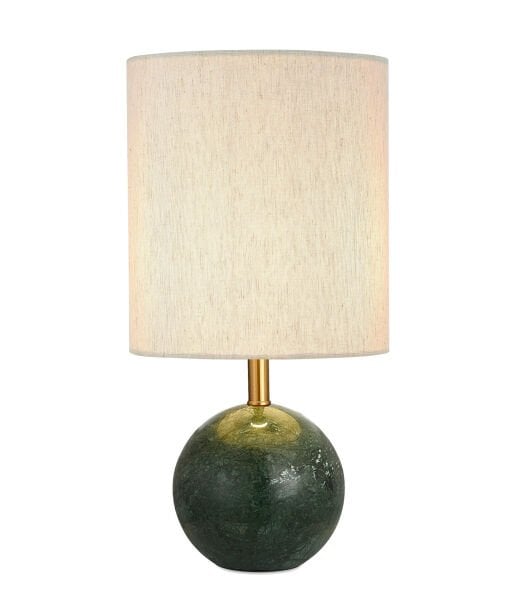 Doğal Traverten Taş Gövdeli Masa Lambası – Modern Dekoratif Abajur, Krem Kumaş Şapkalı