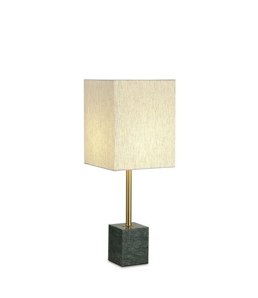 Doğal Traverten Taş Ayaklı Kare Şapkalı Masa Lambası | Modern Dekoratif Abajur