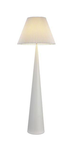 Modern Beyaz Ayaklı Lambader – Pileli Abajurlu Minimal Yer Lambası
