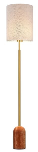 Doğal Taş Tabanlı Pirinç Gövdeli Ayaklı Lambader – Modern Silindir Abajurlu Yer Lambası