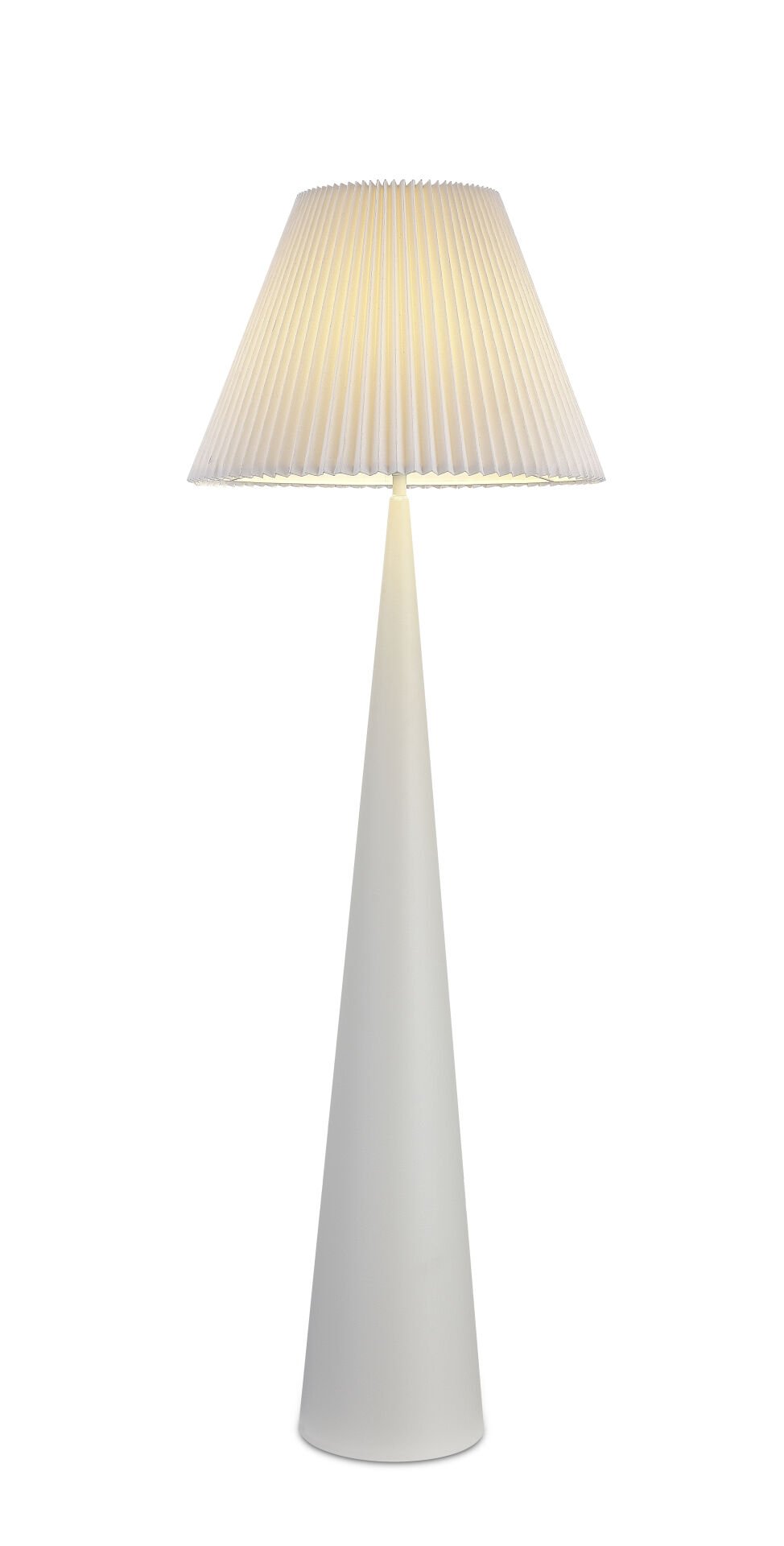 Beyaz Gövdeli Modern Lambader – Pileli Şapkalı Minimal Tasarım Yer Lambası