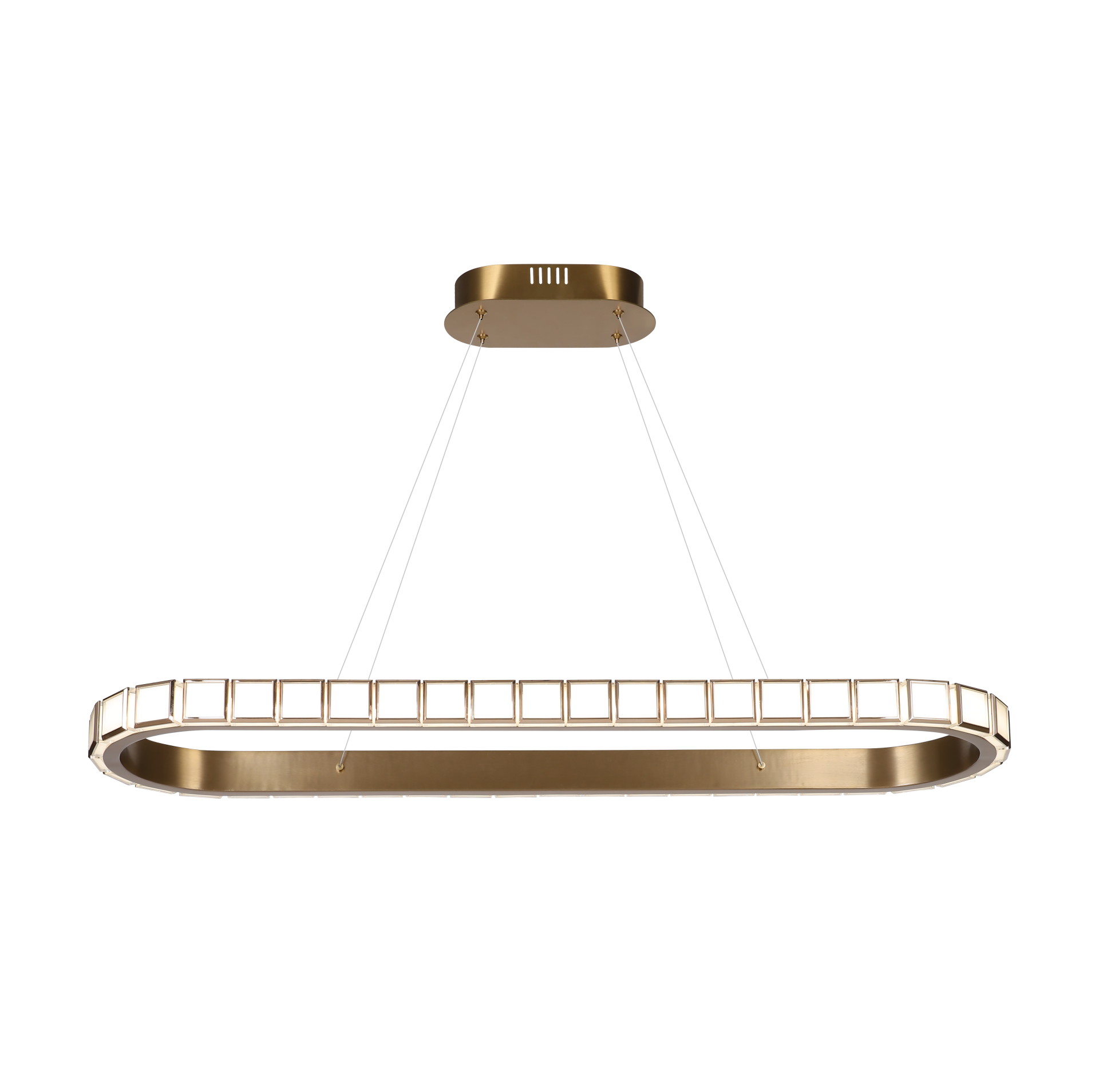 Oval Pirinç Detaylı LED Sarkıt Avize