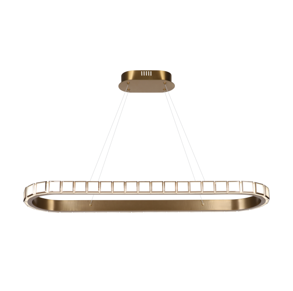 Lüks Oval LED Sarkıt Avize | Pirinç Detaylı Modern Tasarım Avize – Besa Aydınlatma