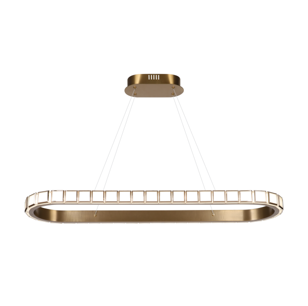 Oval Pirinç Detaylı LED Sarkıt Avize