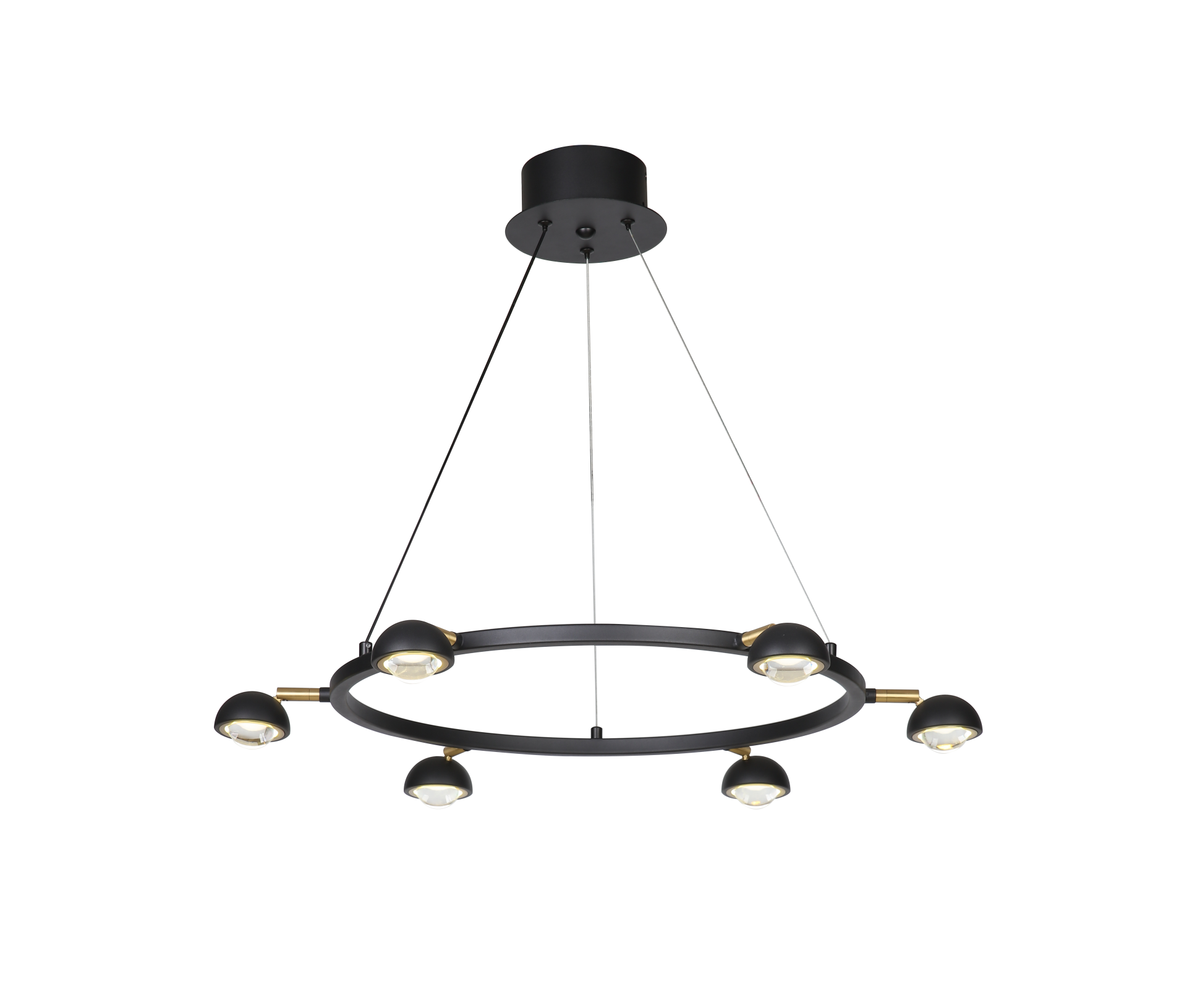 Modern Dairesel Sarkıt Avize | Çoklu Spot Başlıklı Siyah Tasarım Avize – Besa Aydınlatma