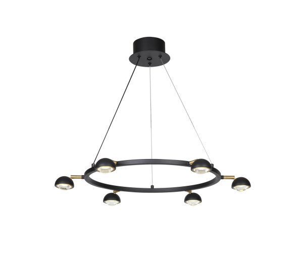 Modern Dairesel Sarkıt Avize | Çoklu Spot Başlıklı Siyah Tasarım Avize – Besa Aydınlatma