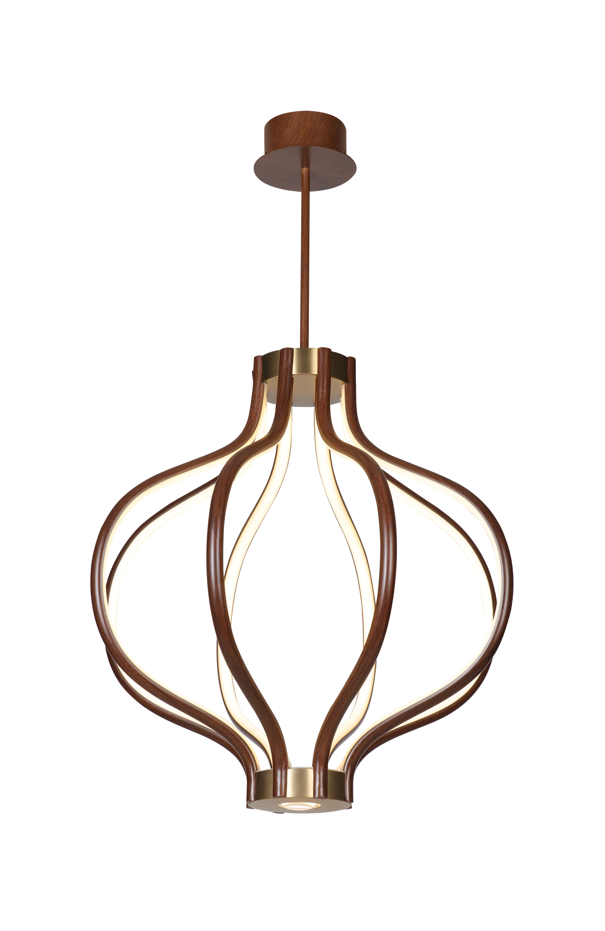 Ahşap Detaylı Organik Form LED Sarkıt Avize | Modern Tasarım Dekoratif Avize – Besa Aydınlatma