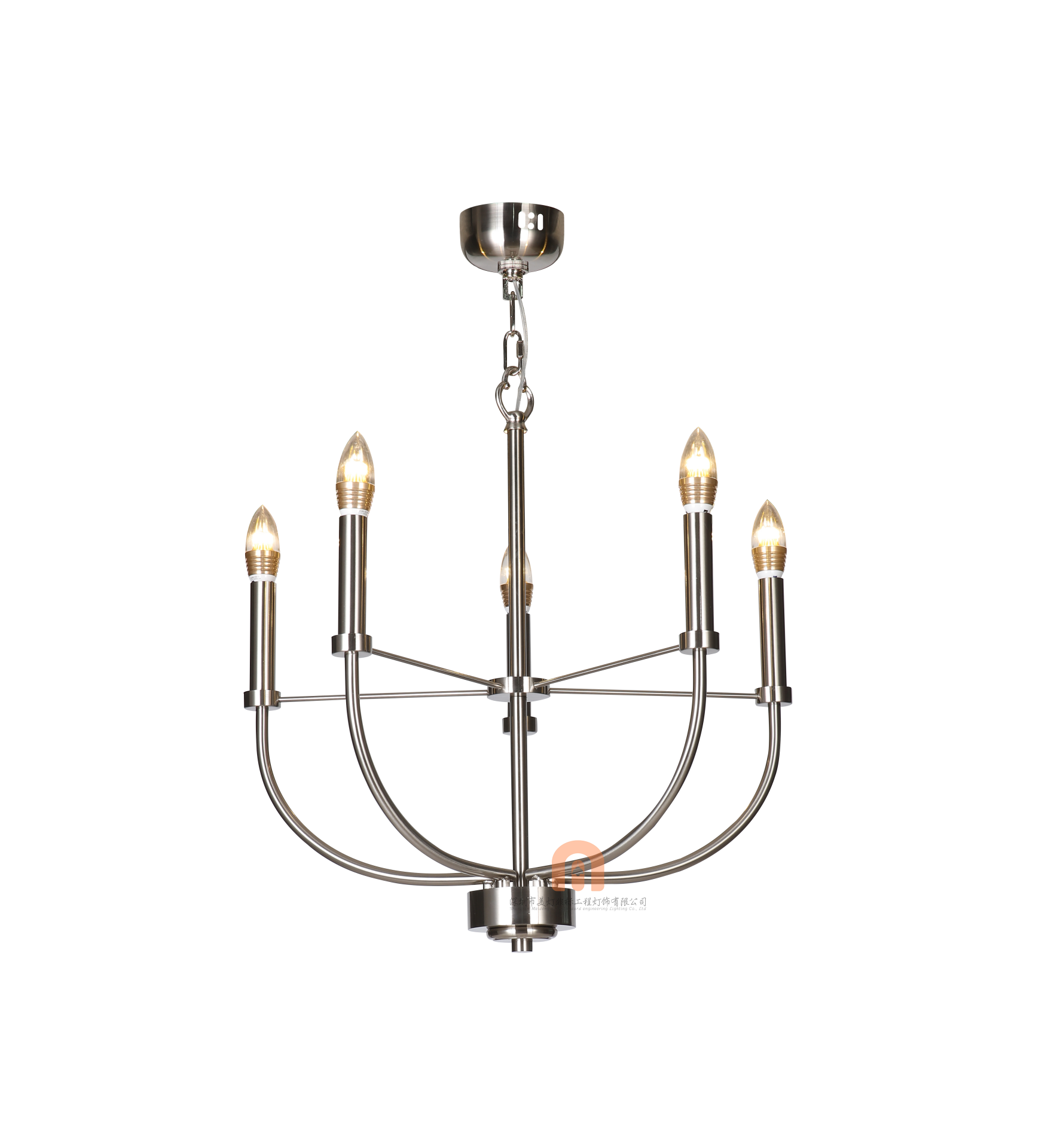 Modern Krom Kollu Avize | Şık Metal Gövdeli Salon Avizesi – Besa Aydınlatma