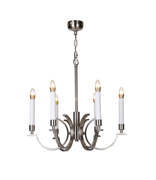 Modern Krom Kollu Avize | Mum Ampullü Şık Salon Avizesi – Besa Aydınlatma