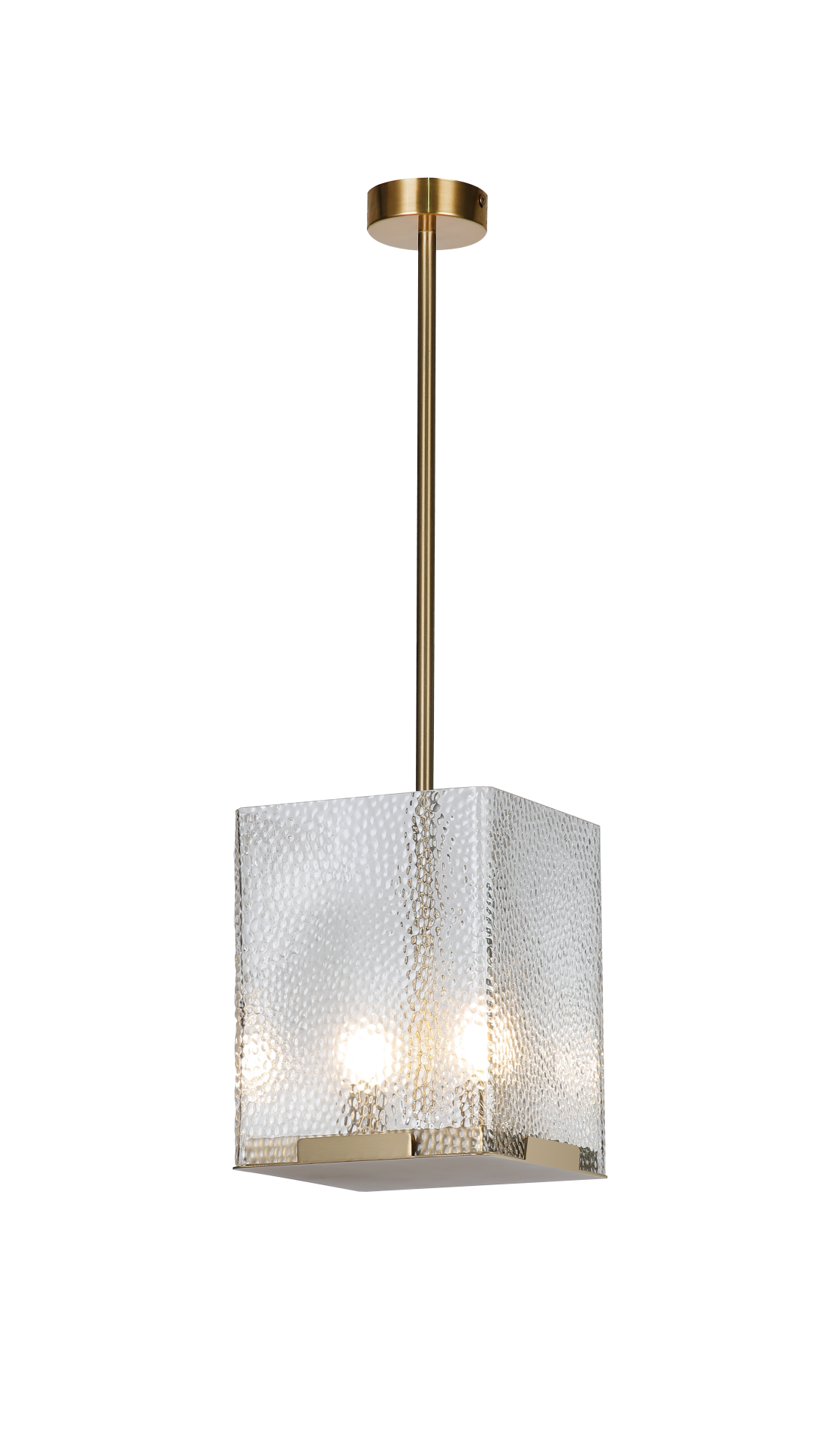 Kare Cam Sarkıt Avize | Pirinç Gövdeli Modern Dekoratif Avize – Besa Aydınlatma