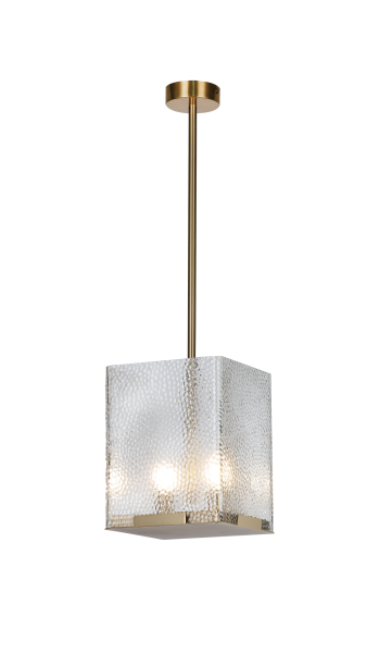 Kare Cam Sarkıt Avize | Pirinç Gövdeli Modern Dekoratif Avize – Besa Aydınlatma