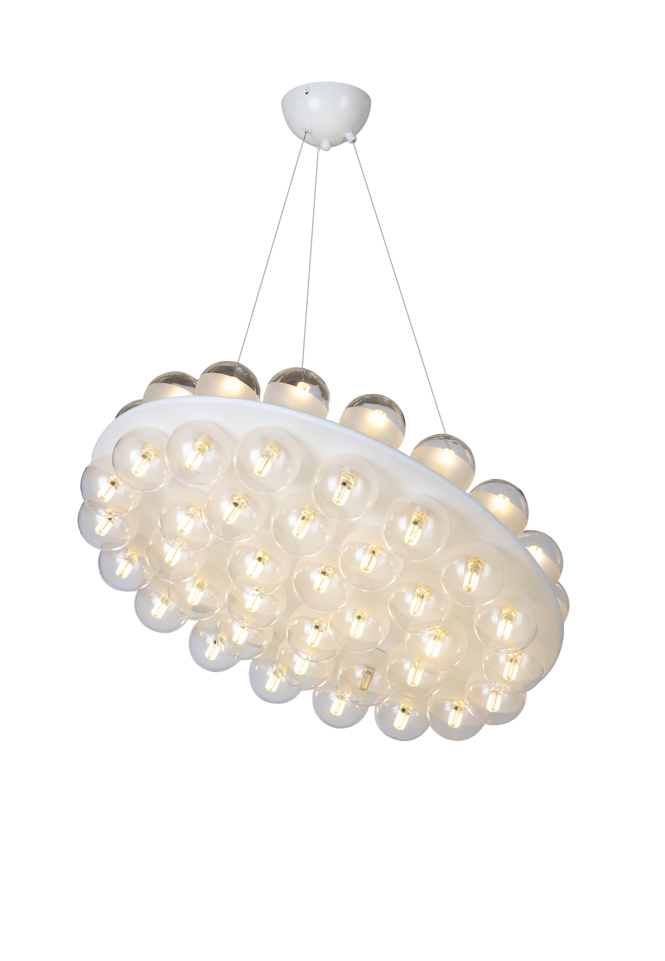 Yuvarlak Cam Küreli Sarkıt Avize | Modern Çoklu Ampullü Dekoratif Avize – Besa Aydınlatma