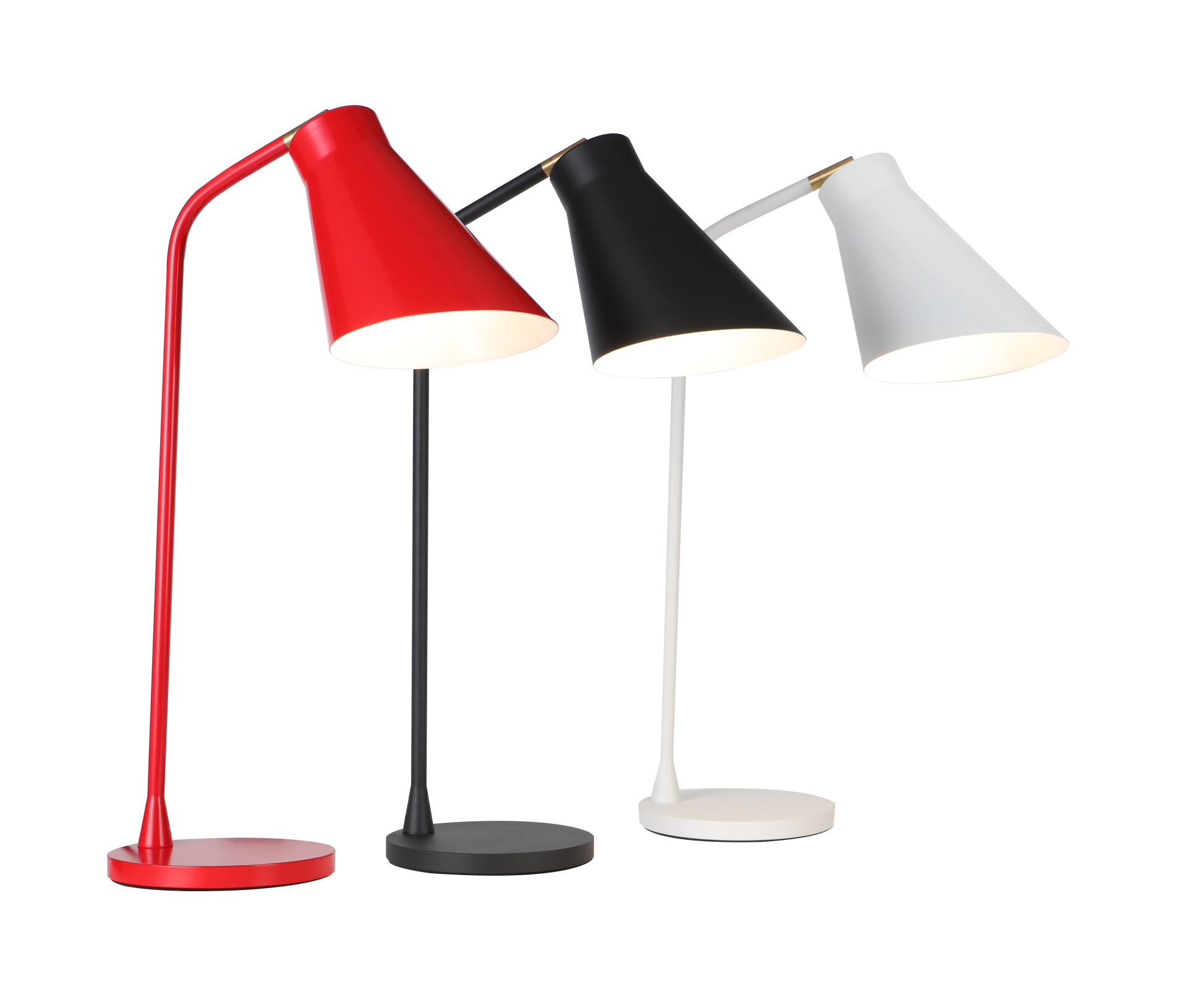 Modern Metal Masa Lambası | Ayarlanabilir Başlıklı Dekoratif Çalışma Lambası – Kırmızı / Siyah / Beyaz