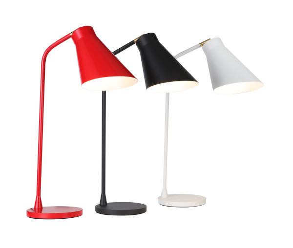 Modern Metal Masa Lambası | Ayarlanabilir Başlıklı Dekoratif Çalışma Lambası – Kırmızı / Siyah / Beyaz