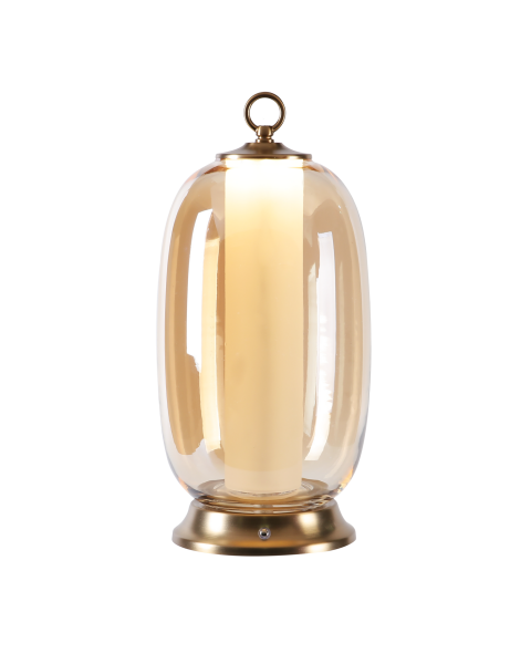 Altın Renk Detaylı Cam Gövdeli Dekoratif Masa Lambası | Lüks & Modern Ortam Aydınlatması