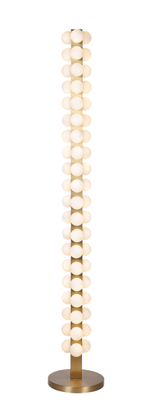 Altın Renk Gövdeli Küre Camlı Dikey Lambader | Modern ve Lüks Ortam Aydınlatması
