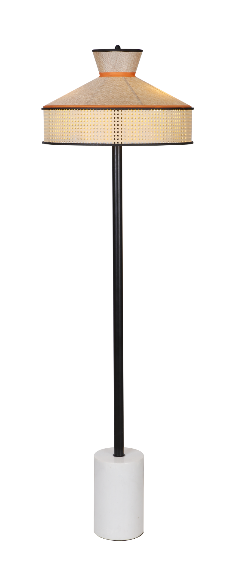 Hasır Şapkalı Modern Lambader | Doğal Dokulu Dekoratif Ayaklı Lamba