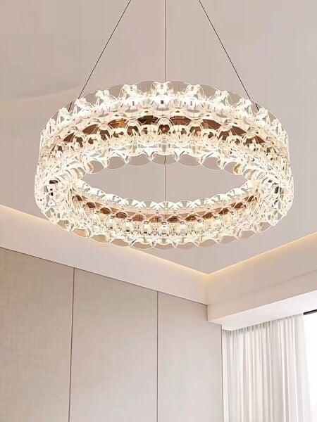 Kristal Halka LED Avize – Modern & Lüks Tasarım