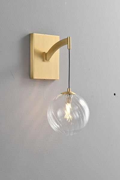 Altın Renk Cam Küre Duvar Apliği – Modern Sarkıt Başlıklı Duvar Aydınlatması
