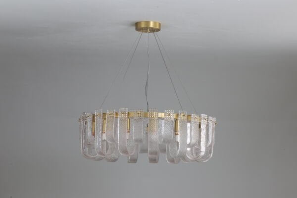 Modern Gold Detaylı Kristal Cam Sarkıt Avize – Lüks ve Zarif Tasarım