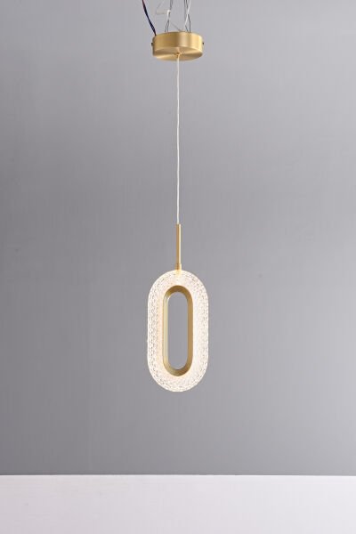 Besa Modern Gold Oval LED Sarkıt | Dekoratif Cam Tasarımlı Tekli Aydınlatma