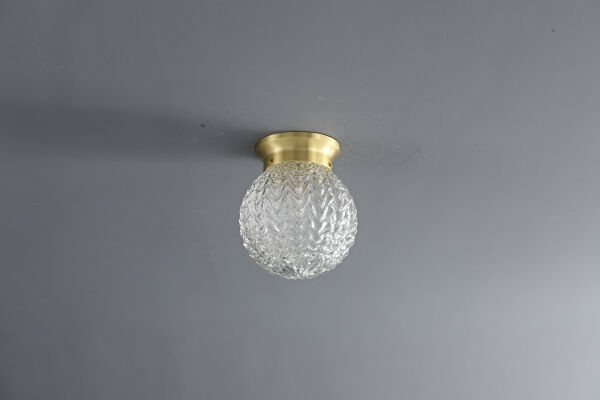 Gold Cam Küre Tavan Lambası | Modern Klasik Plafonyer Aydınlatma