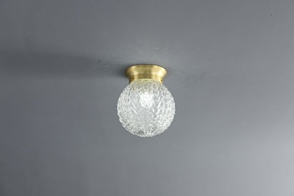 Gold Cam Küre Tavan Lambası | Modern Klasik Plafonyer Aydınlatma