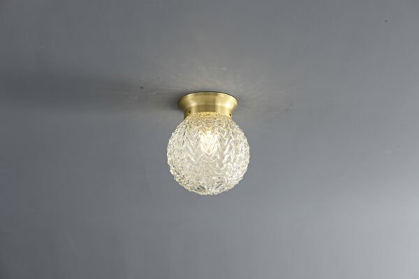 Gold Cam Küre Tavan Lambası | Modern Klasik Plafonyer Aydınlatma