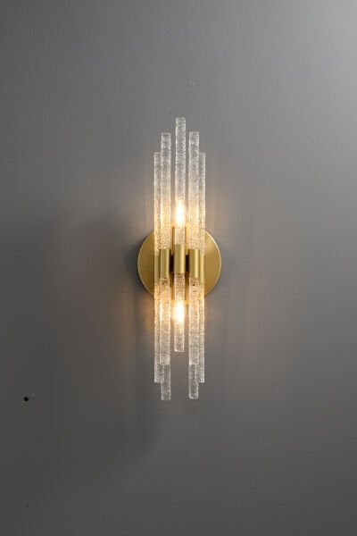 Gold Kristal Cam Çubuk Duvar Apliği | Lüks Modern Dekoratif Aydınlatma