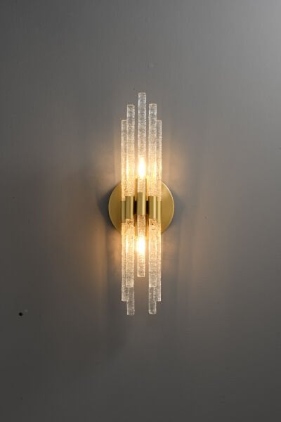 Besa Gold Kristal Cam Çubuk Duvar Apliği | Lüks Modern Dekoratif Aydınlatma