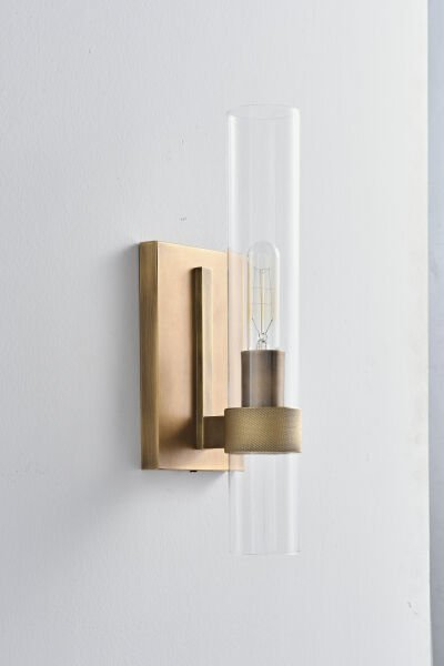 Besa Gold Cam Silindir Duvar Apliği | Modern Lüks Filament Ampullü Aydınlatma