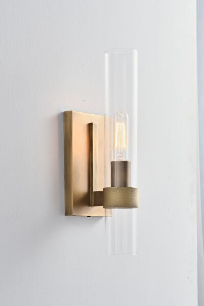 Gold Cam Silindir Duvar Apliği | Modern Lüks Filament Ampullü Aydınlatma