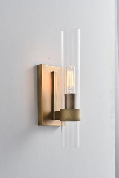 Gold Cam Silindir Duvar Apliği | Modern Lüks Filament Ampullü Aydınlatma