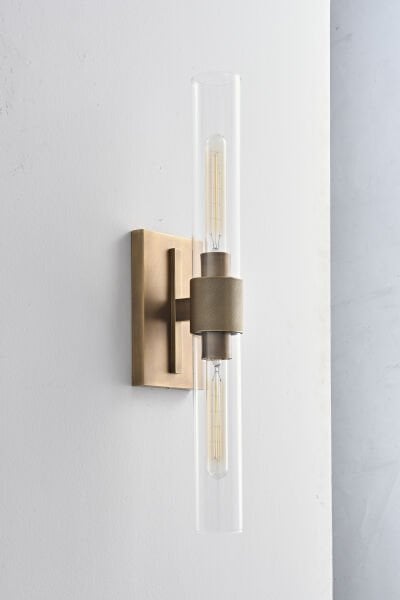 Siyah Cam Silindir Duvar Apliği | Çift Yönlü Filament Ampullü Modern Aydınlatma