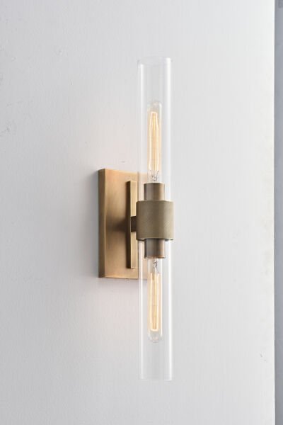 Siyah Cam Silindir Duvar Apliği | Çift Yönlü Filament Ampullü Modern Aydınlatma