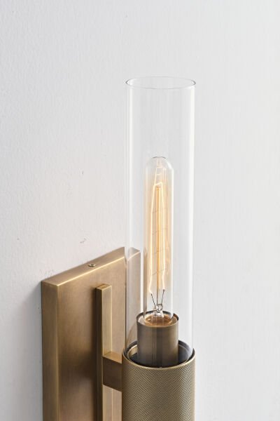 Siyah Cam Silindir Duvar Apliği | Çift Yönlü Filament Ampullü Modern Aydınlatma