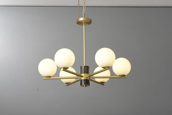 Gold Opal Cam Küre Avize | Çok Kollu Modern Dekoratif Salon Avizesi