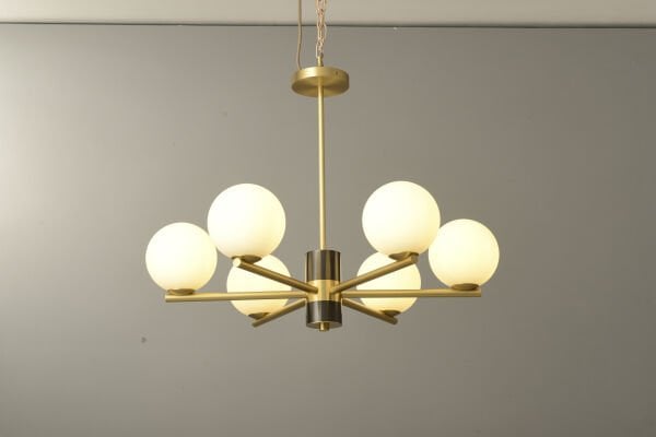 Gold Opal Cam Küre Avize | Çok Kollu Modern Dekoratif Salon Avizesi