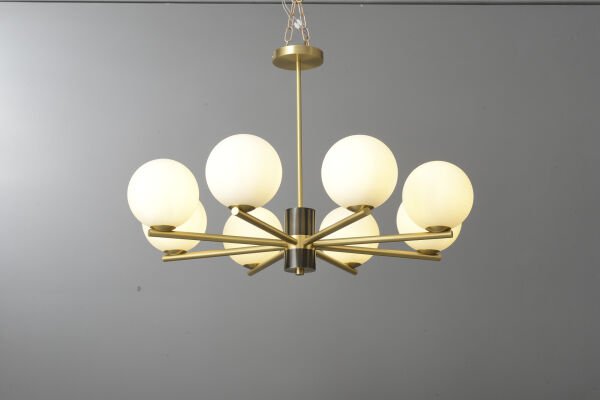 Besa Gold Opal Cam Küre Avize | Çok Kollu Modern Mid-Century Aydınlatma