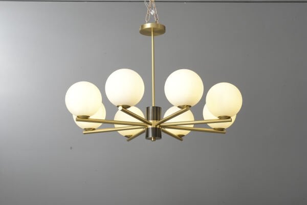 Gold Opal Cam Küre Avize – Çok Kollu Modern Mid-Century Aydınlatma