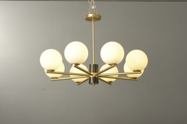 Gold Opal Cam Küre Avize | Çok Kollu Modern Mid-Century Aydınlatma