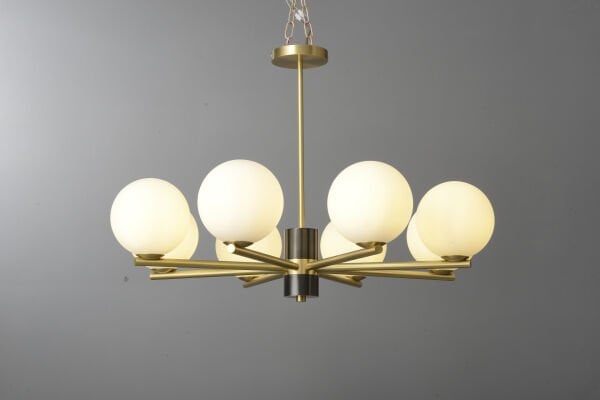 Gold Opal Cam Küre Çok Kollu Avize – Mid-Century