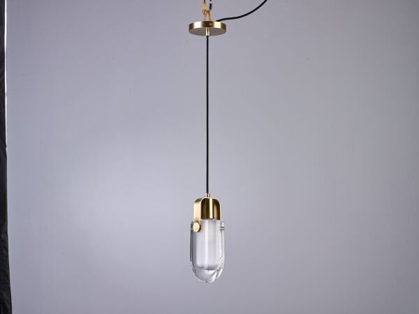 Besa Gold Cam Kapsül Sarkıt Avize | Modern Minimal Tekli Aydınlatma