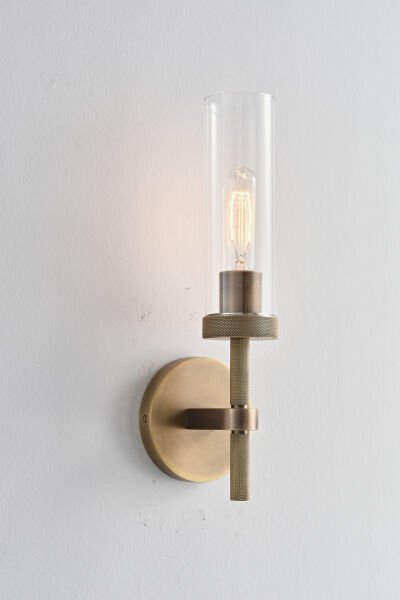 Modern Endüstriyel Silindir Camlı Duvar Apliği - Tırtıklı Metal Detaylı Dekoratif Aydınlatma