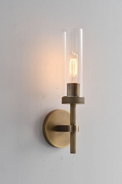 Modern Endüstriyel Silindir Camlı Duvar Apliği - Tırtıklı Metal Detaylı Dekoratif Aydınlatma