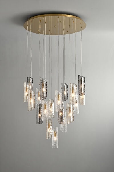 Modern Tırtıklı Metal Silindir Camlı Duvar Apliği - Siyah/Eskitme Gold Lüks Aydınlatma