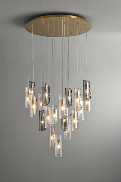 Modern Tırtıklı Metal Silindir Camlı Duvar Apliği - Siyah/Eskitme Gold Lüks Aydınlatma