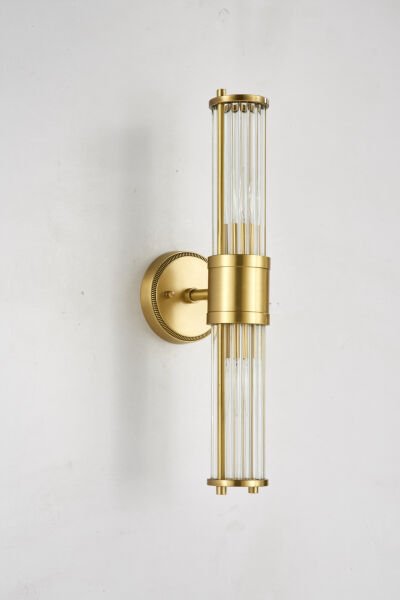 Modern Tırtıklı Metal Gövdeli Silindir Camlı Duvar Apliği - Loft Tasarım Siyah & Gold Aydınlatma