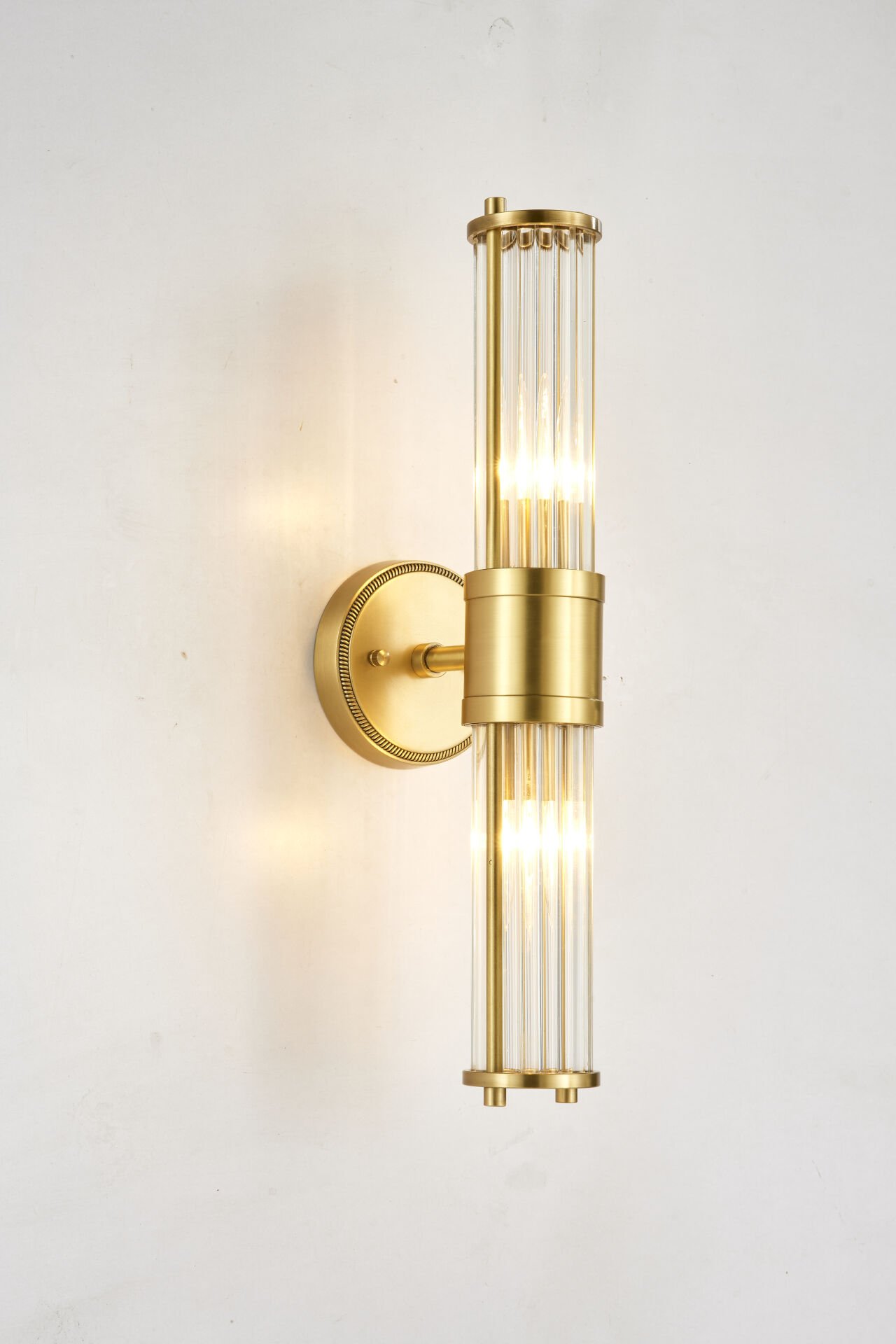 Modern Tırtıklı Metal Gövdeli Silindir Camlı Duvar Apliği - Loft Tasarım Siyah & Gold Aydınlatma